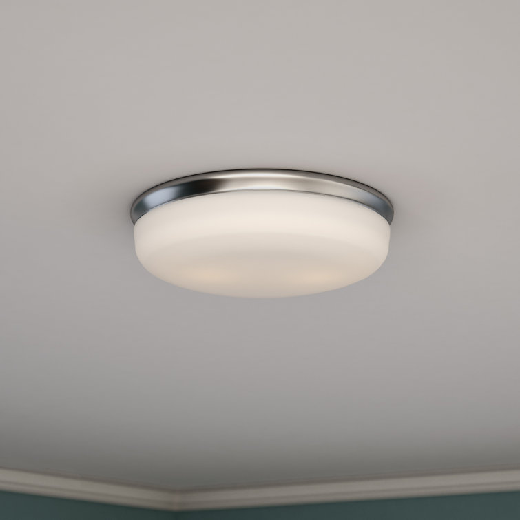 Elegant Satin Nickel 2-Light Indoor/Outdoor Flush Mount with Opal Etched Glass