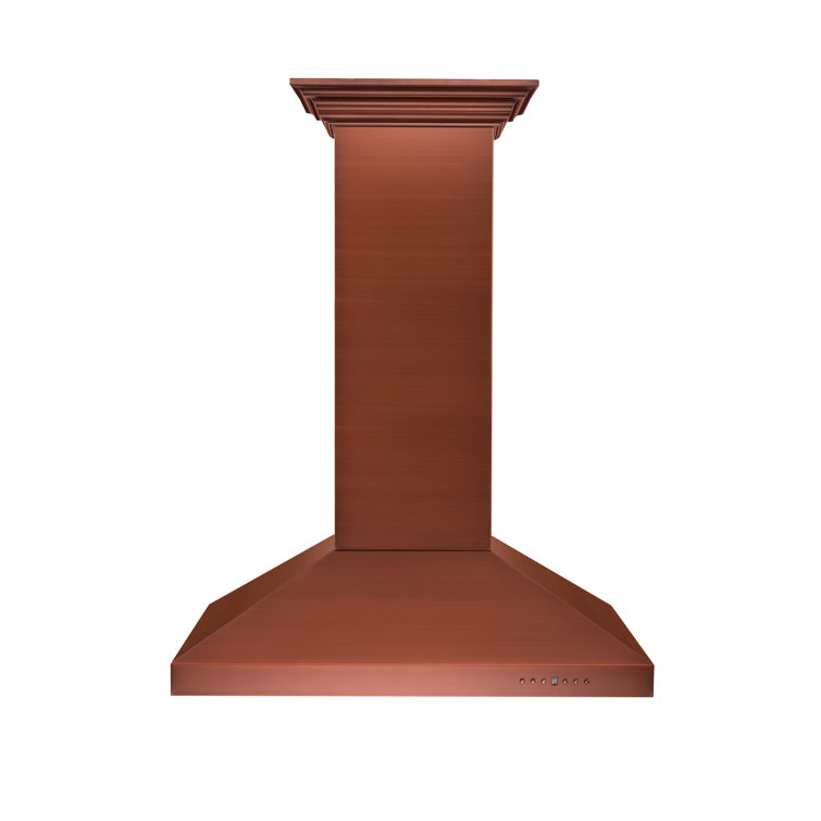 36" Copper Convertible Island Range Hood with Charcoal Filter