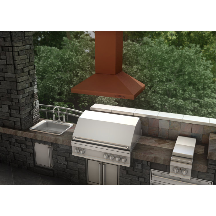 36" Copper Convertible Island Range Hood with Charcoal Filter