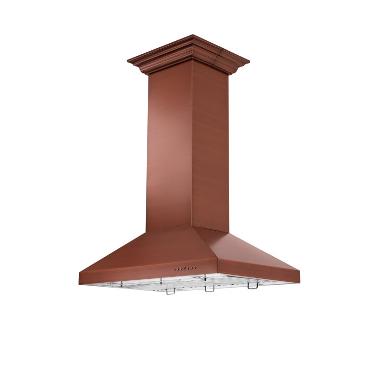 36" Copper Convertible Island Range Hood with Charcoal Filter