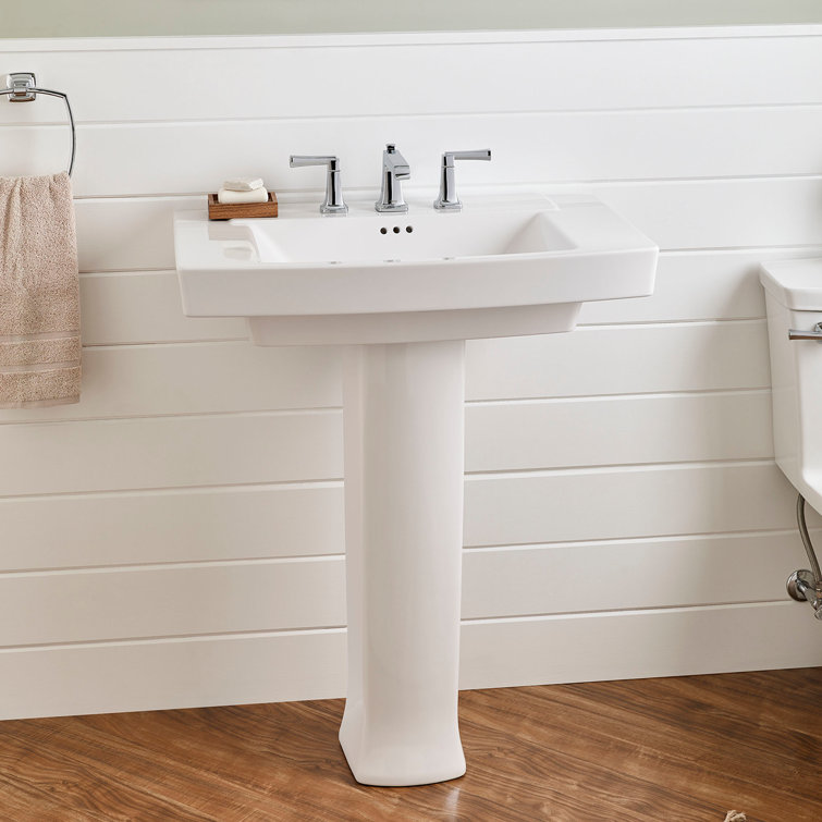 Townsend White Ceramic Rectangular Pedestal Bathroom Sink