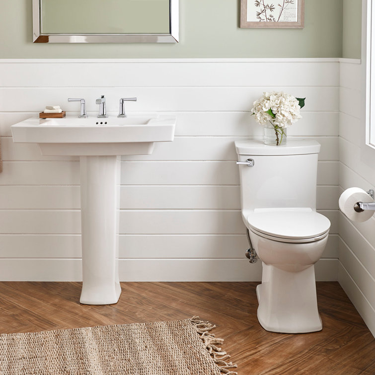 Townsend White Ceramic Rectangular Pedestal Bathroom Sink