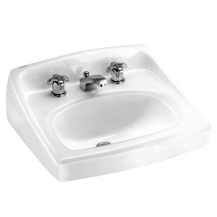 Lucerne White Ceramic Wall-Mount Bathroom Sink with Overflow