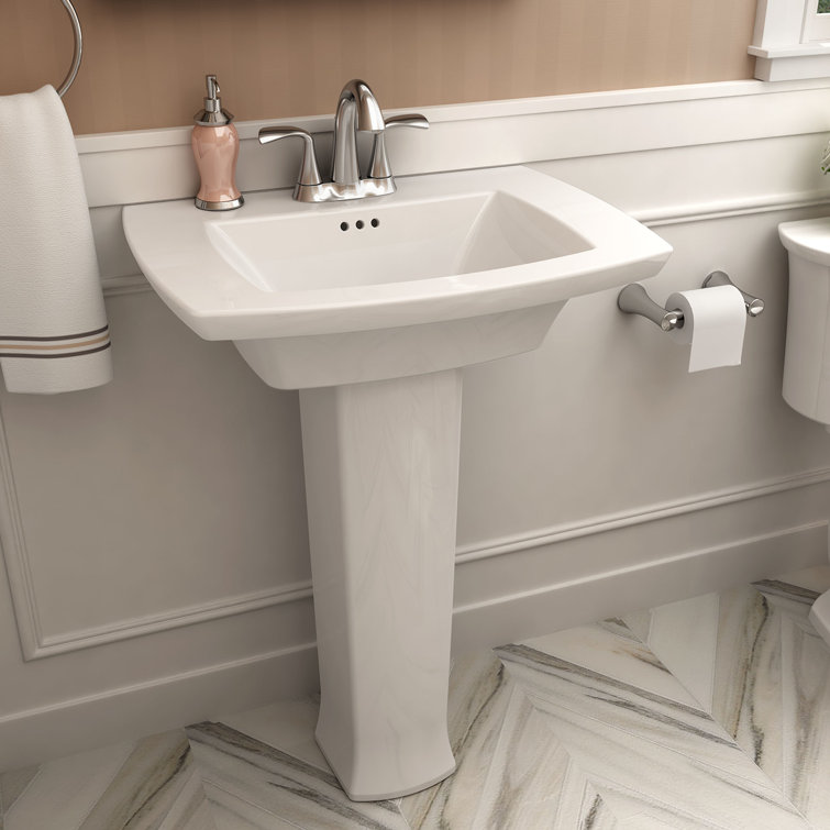 Edgemere 19.5'' White Ceramic Rectangular Pedestal Bathroom Sink