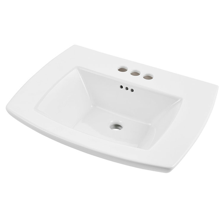 Edgemere 19.5'' White Ceramic Rectangular Pedestal Bathroom Sink