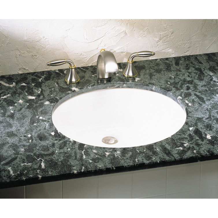 White Ceramic Oval Undermount Bathroom Sink with Overflow