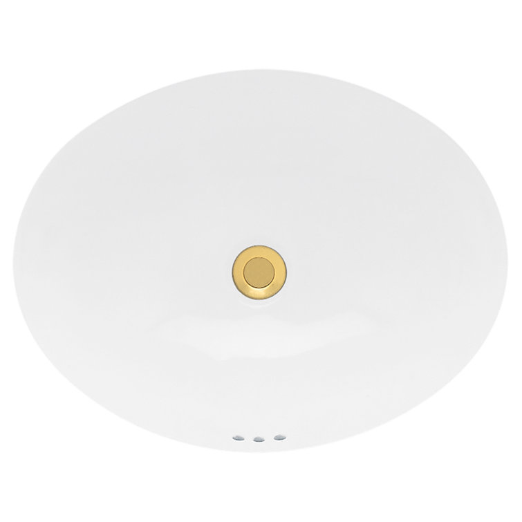 Bone Ceramic Oval Undermount Bathroom Sink with Overflow