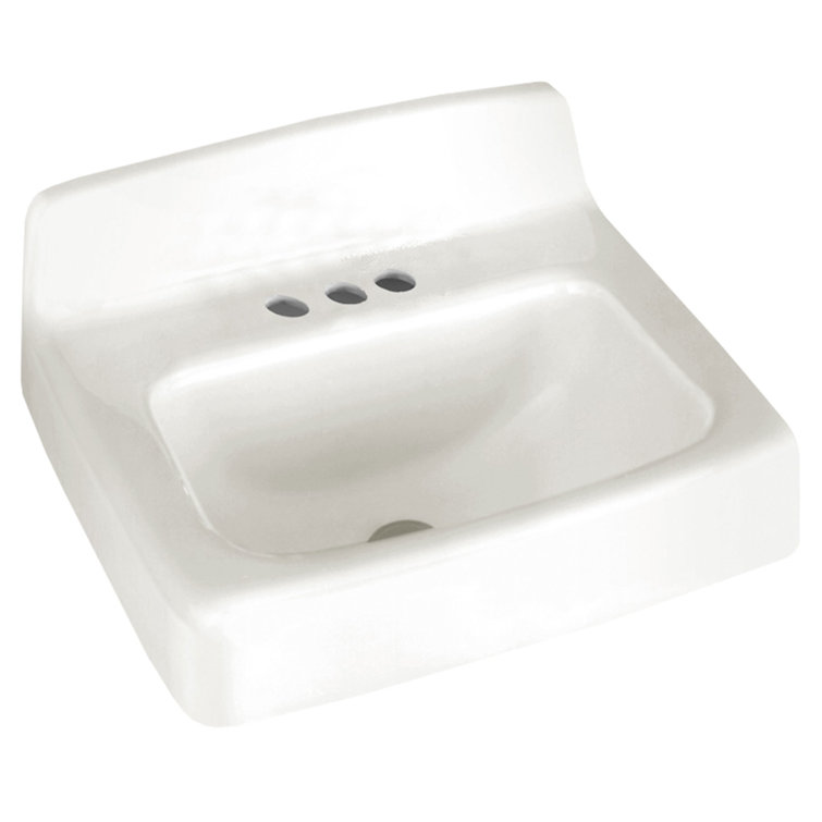 White Cast Iron Wall-Mount Bathroom Sink with Overflow