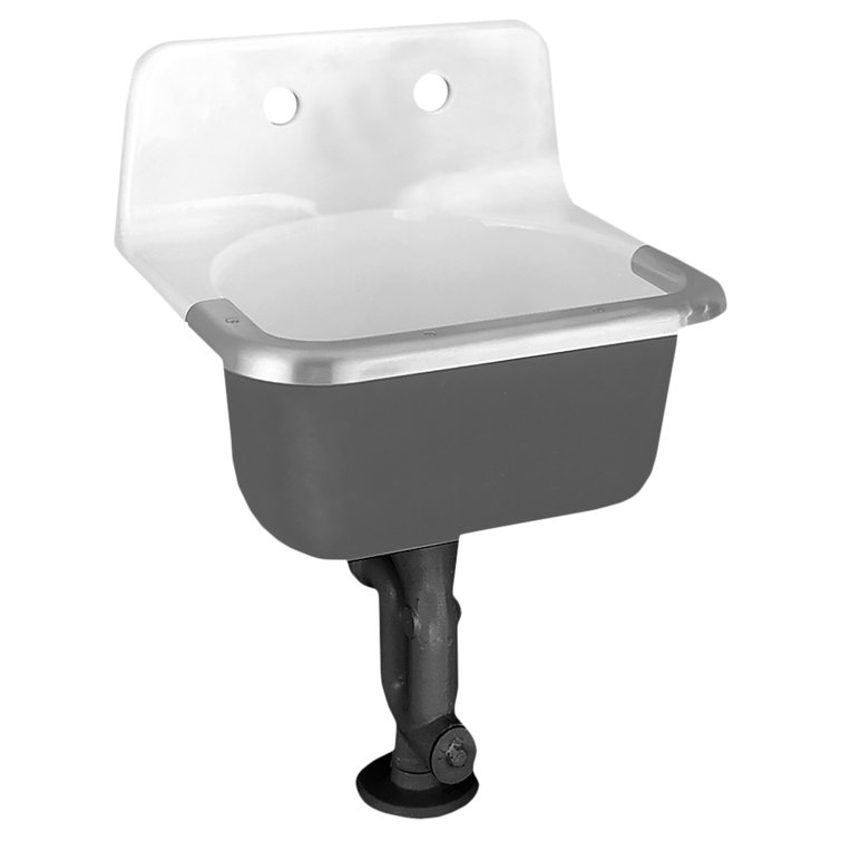 Lakewell 22'' White Cast Iron Wall Mount Service Sink