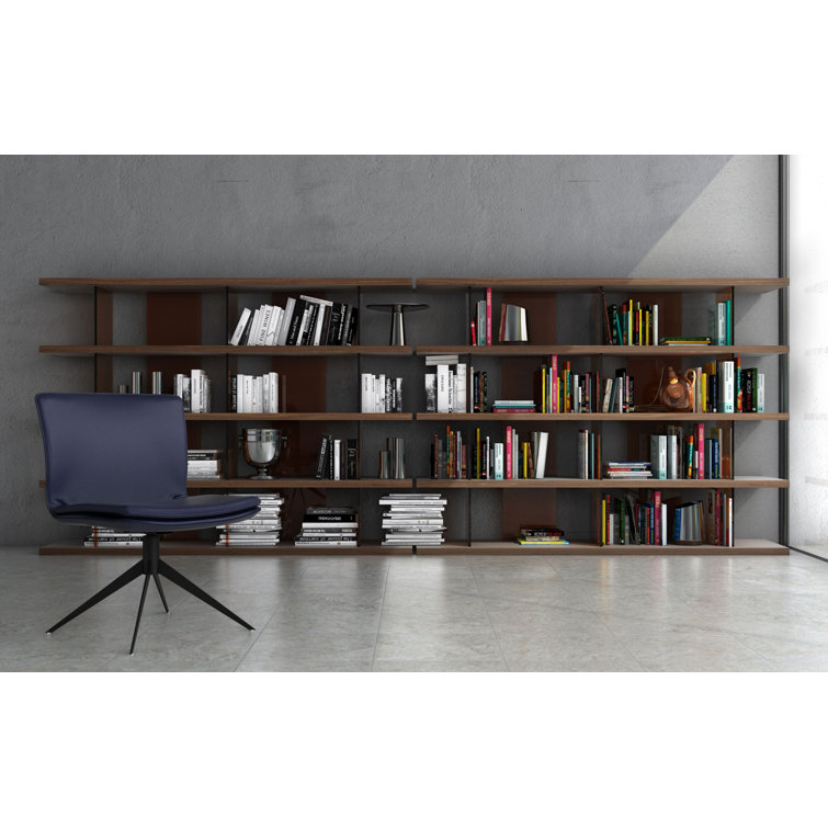 Greenwich Walnut Veneer 78'' Wide Bookcase with Doors
