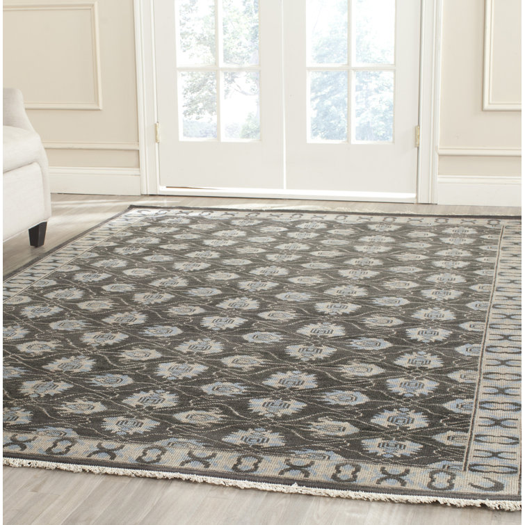 Hand-Knotted Charcoal Gray 9' x 12' Wool Area Rug