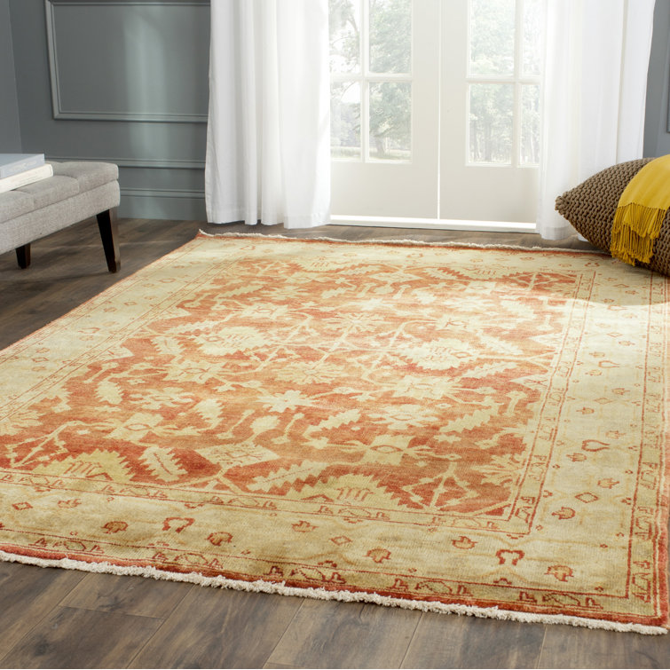 Elegant Ivory Hand-Knotted Wool Area Rug 9' x 12'