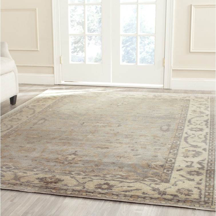 Safavieh Hand-Knotted Oushak Luster Wash Blue/Ivory Wool Rug 9' x 12'