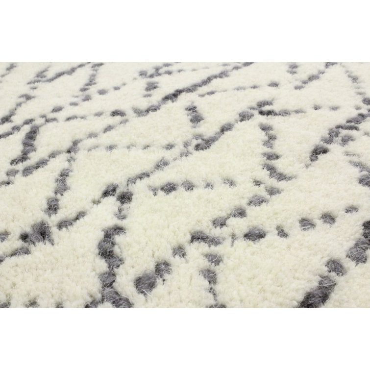 Ivory and Gray Hand-Tufted Wool Geometric Area Rug