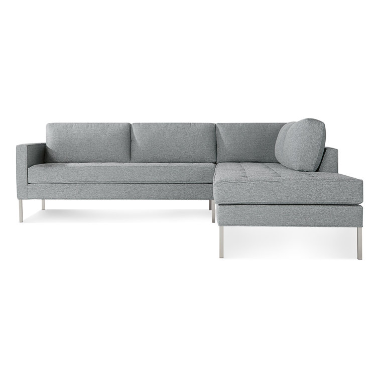 Sanford Ceramic Gray Fabric Right Sectional Sofa with Stainless Steel Legs