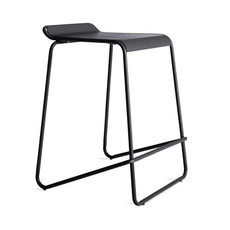 Black Metal Stackable Counter Stool with Sled Legs