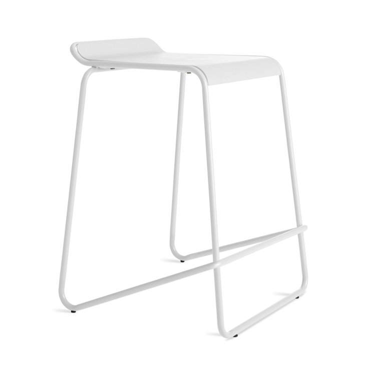 Modern White Molded Plywood 25" Adjustable Backless Counter Stool