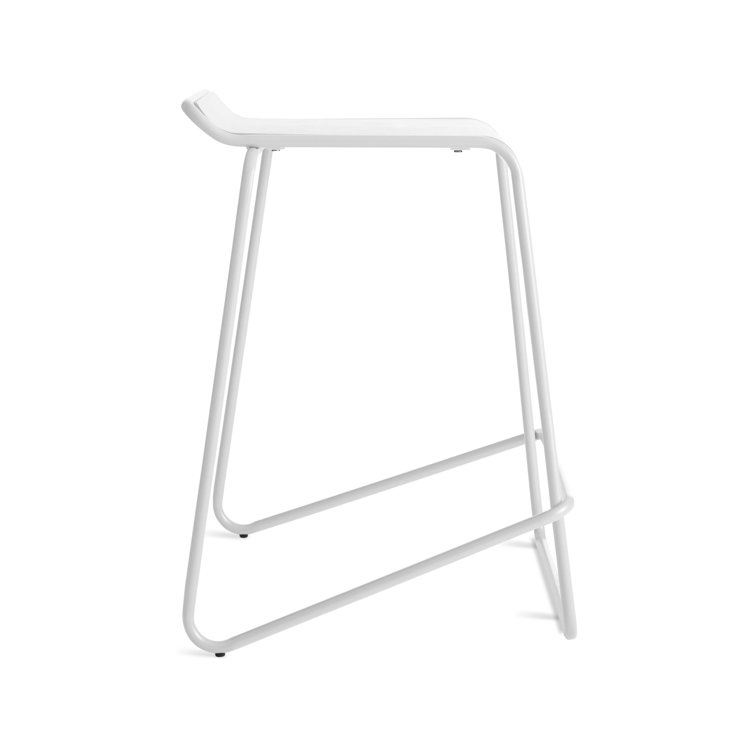 Modern White Molded Plywood 25" Adjustable Backless Counter Stool