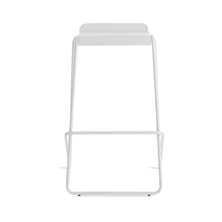Modern White Ash Wood & Metal Adjustable Backless Barstool