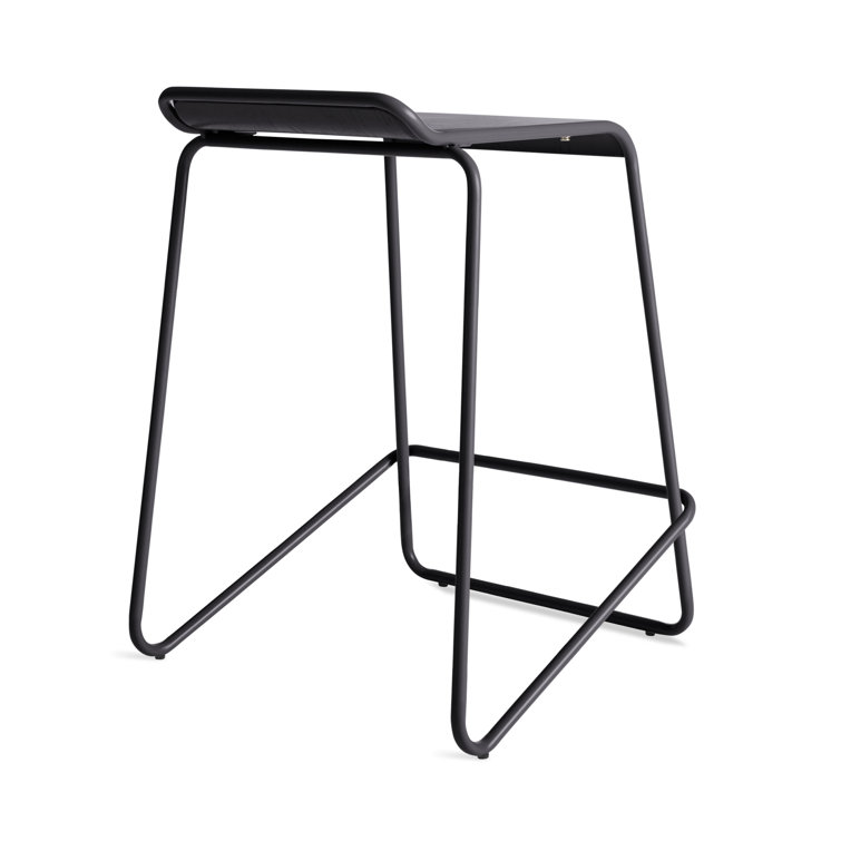 Black Metal Stackable Counter Stool with Sled Legs