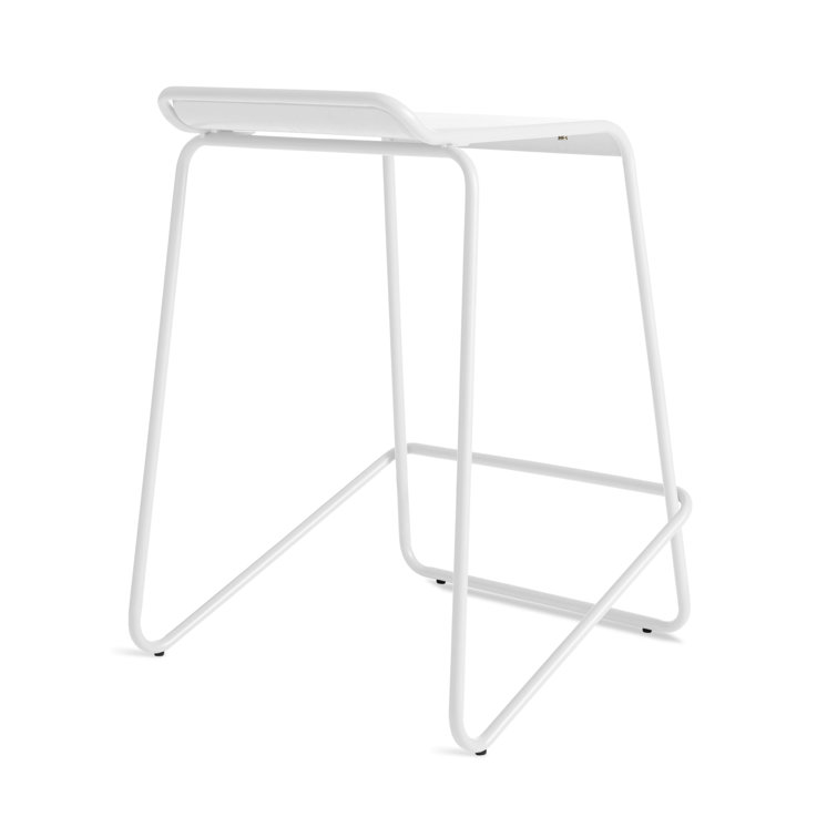 Modern White Molded Plywood 25" Adjustable Backless Counter Stool
