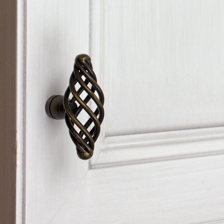 Antique Brass Oval Birdcage Cabinet Knob Multipack with Mounting Hardware