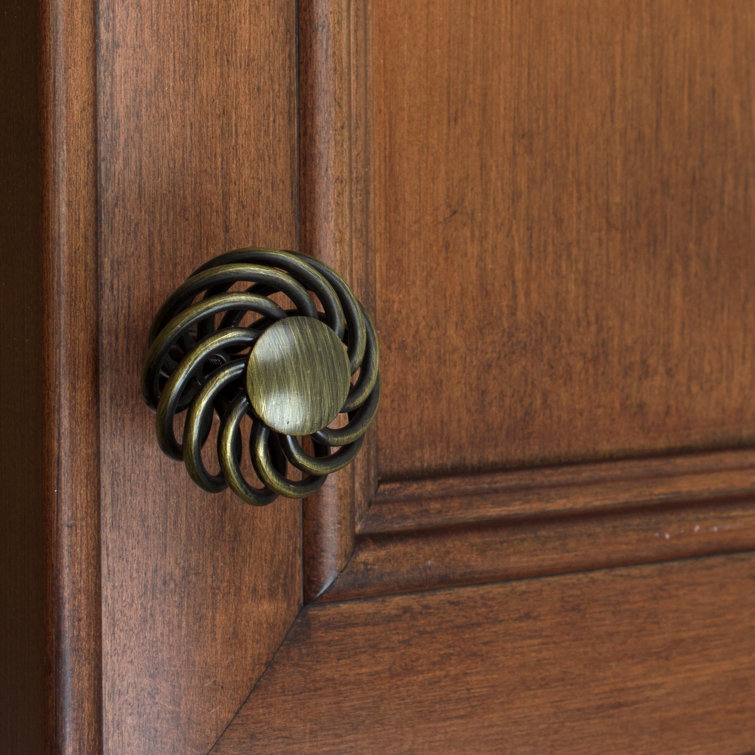 Antique Brass Birdcage Cabinet Knob with Matte Finish