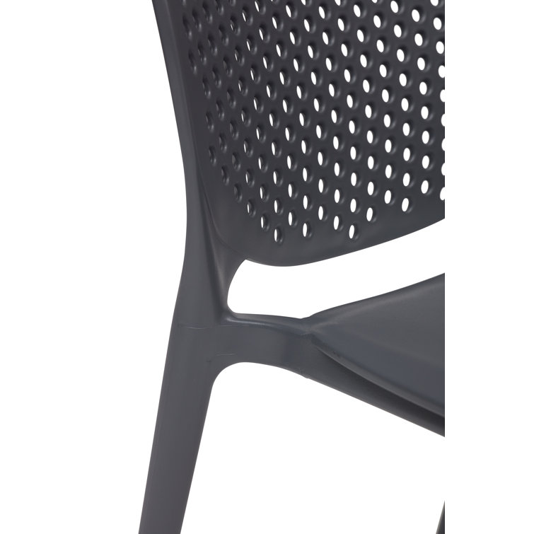 Black Gray Stackable UV Resistant Plastic Dining Chairs Set of 4