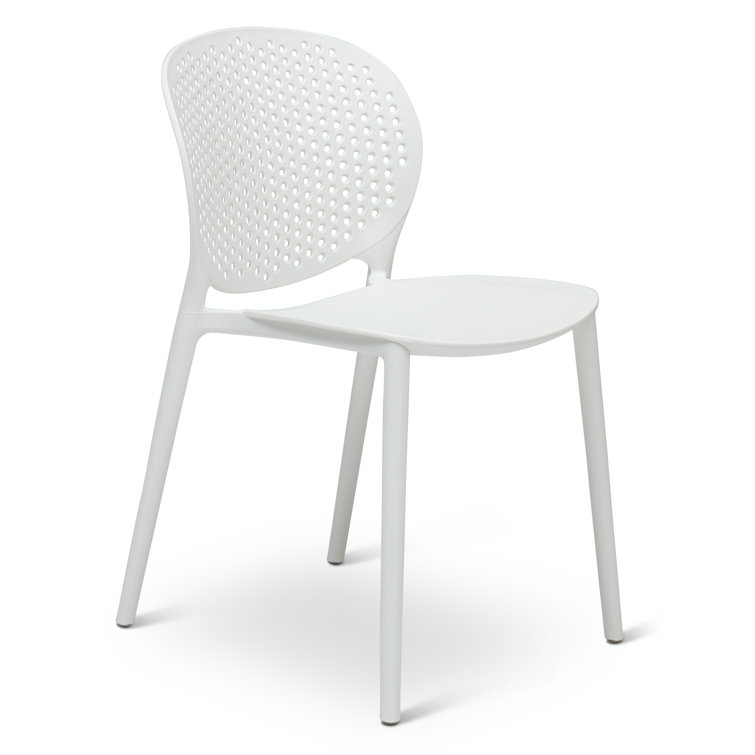 White Polypropylene Armless Outdoor Stacking Dining Side Chair Set