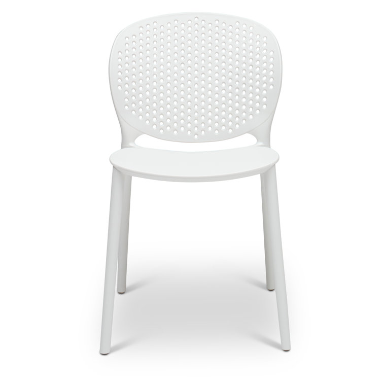 White Polypropylene Armless Outdoor Stacking Dining Side Chair Set