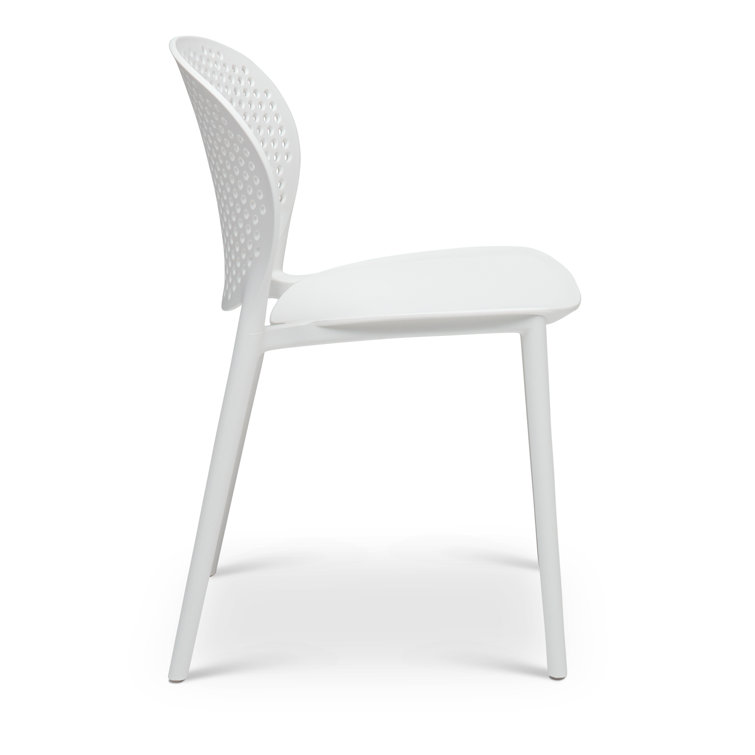 White Polypropylene Armless Outdoor Stacking Dining Side Chair Set