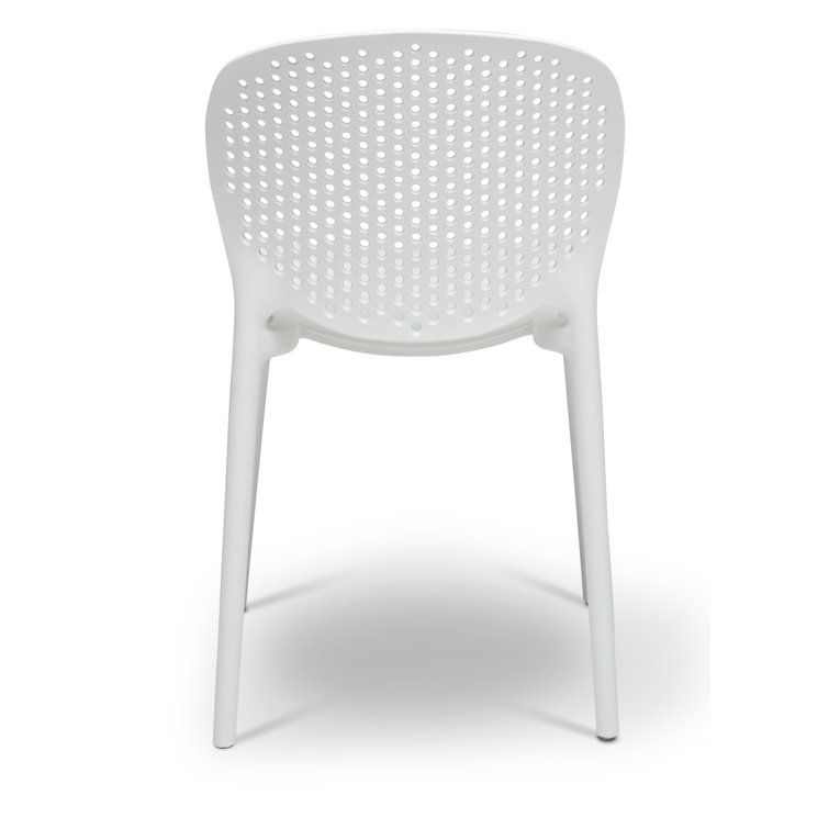 White Polypropylene Armless Outdoor Stacking Dining Side Chair Set