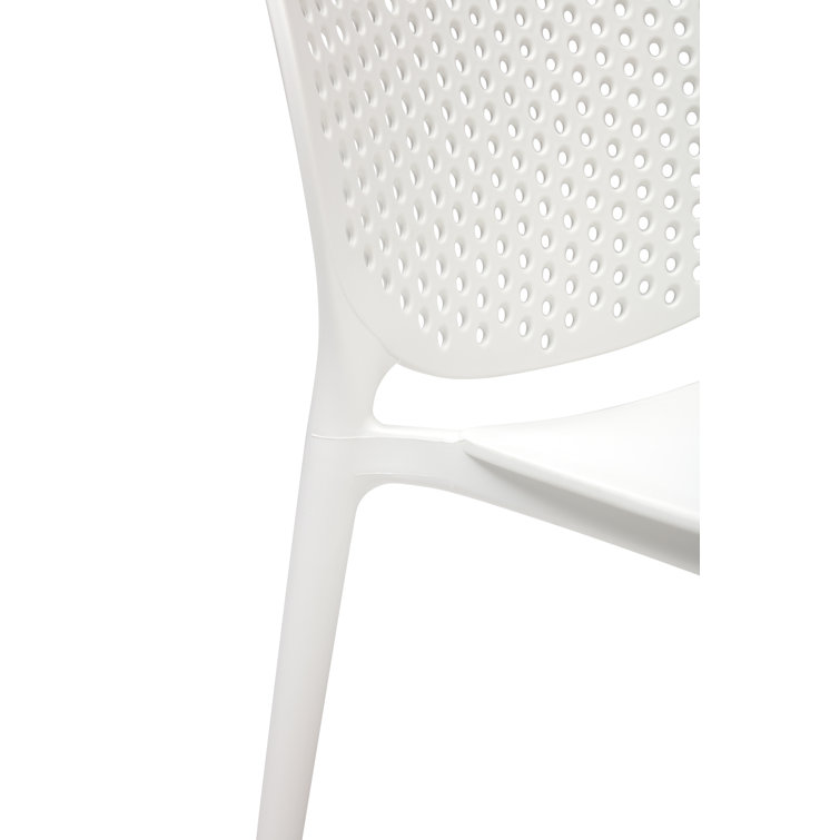 White Polypropylene Armless Outdoor Stacking Dining Side Chair Set