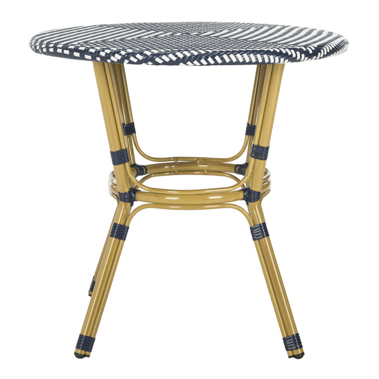 Navy and White Small Rattan Bistro Table