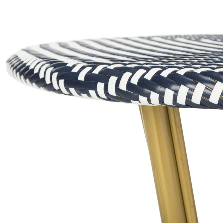 Navy and White Small Rattan Bistro Table