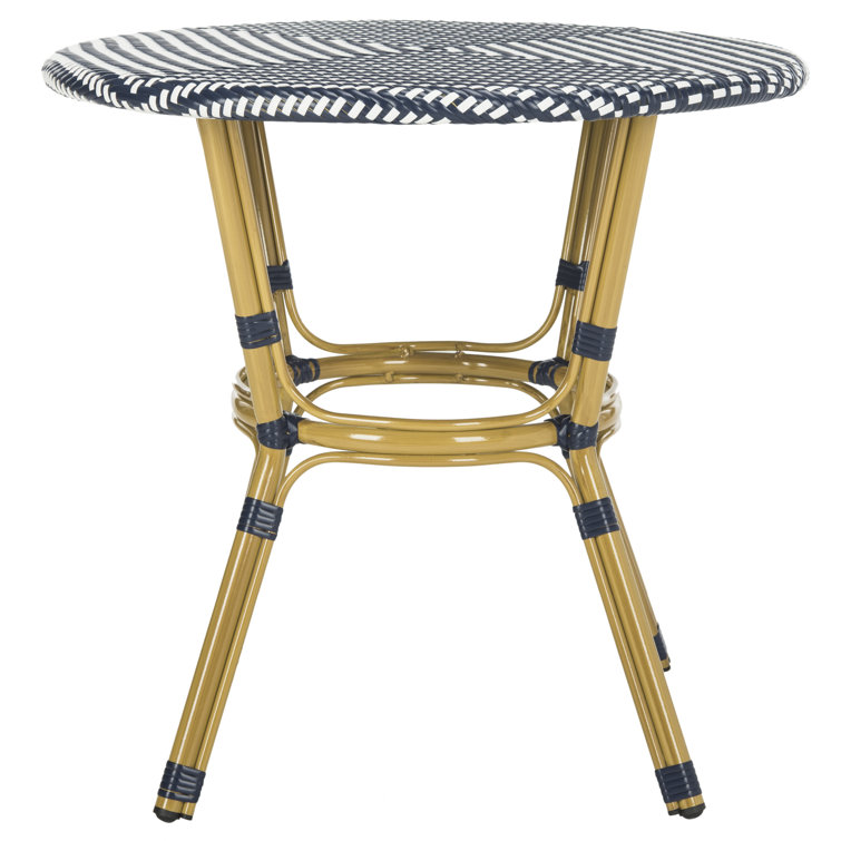 Navy and White Small Rattan Bistro Table