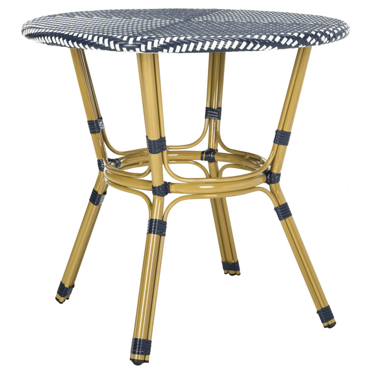 Navy and White Small Rattan Bistro Table