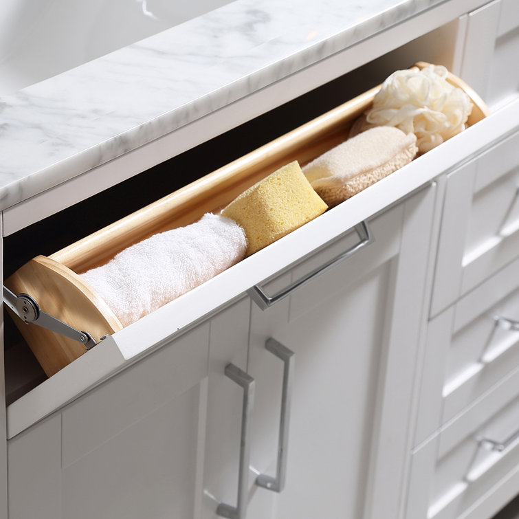 Tahoe 72" White Double Bathroom Vanity with Carrara Marble Top