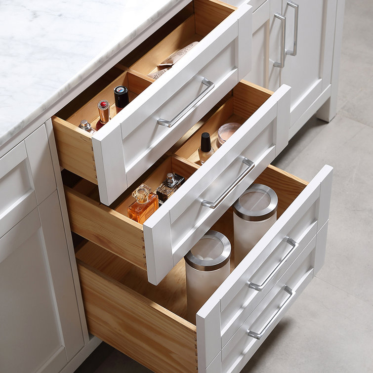 Tahoe 72" White Double Bathroom Vanity with Carrara Marble Top