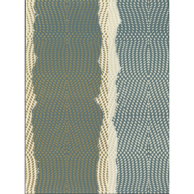Teal and Gold Nonwoven Modern Wallpaper with Small Scale Print