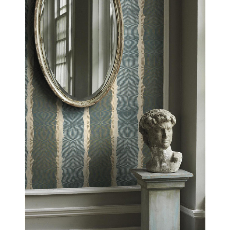 Teal and Gold Nonwoven Modern Wallpaper with Small Scale Print
