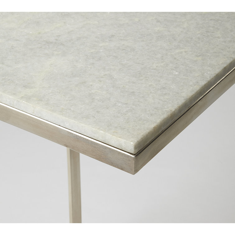 Antique Gold & White Marble Square End Table