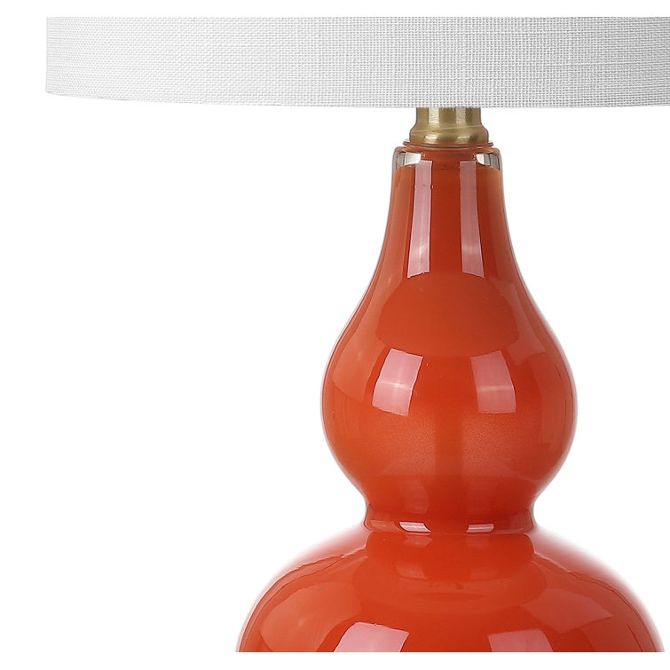 Galliano Double Gourd 20.5" Orange Glass Table Lamp with Cotton Shade