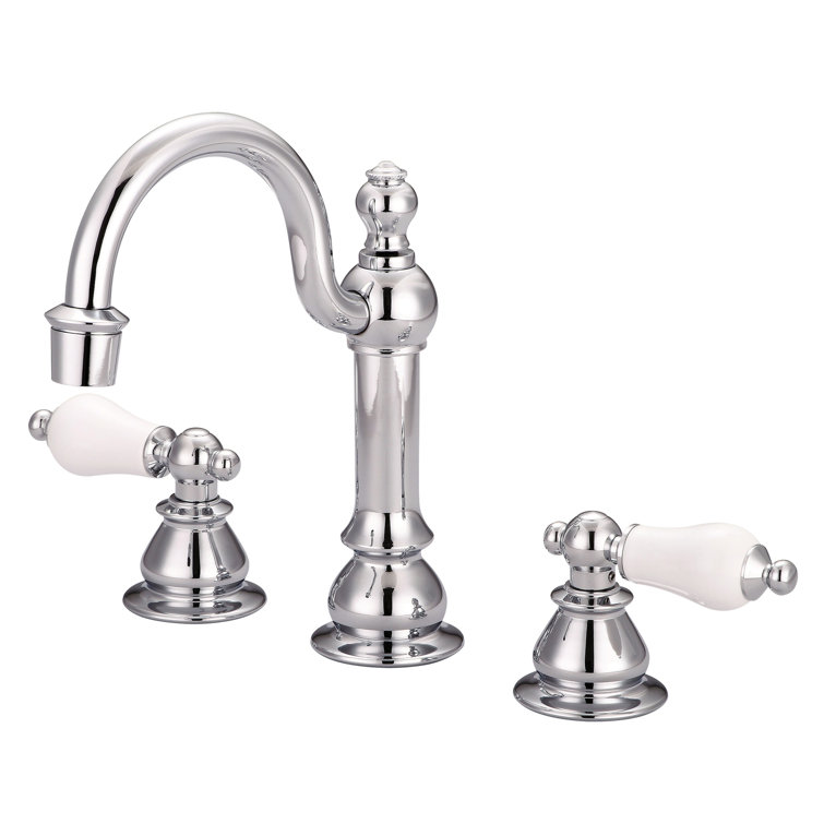 Victorian Chrome Widespread Bathroom Faucet with Cross Handles
