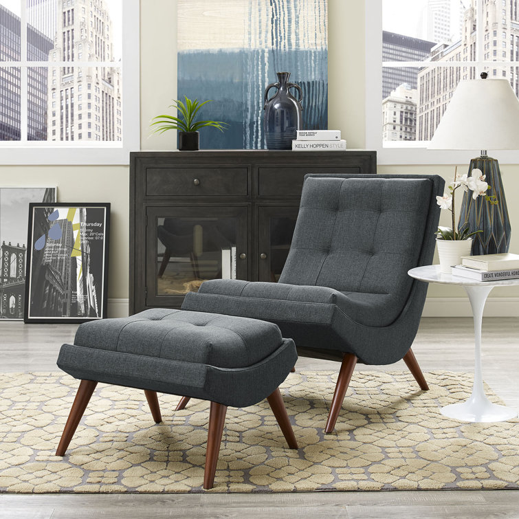 Azure Elegance Manufactured Wood Lounge Chair and Ottoman Set