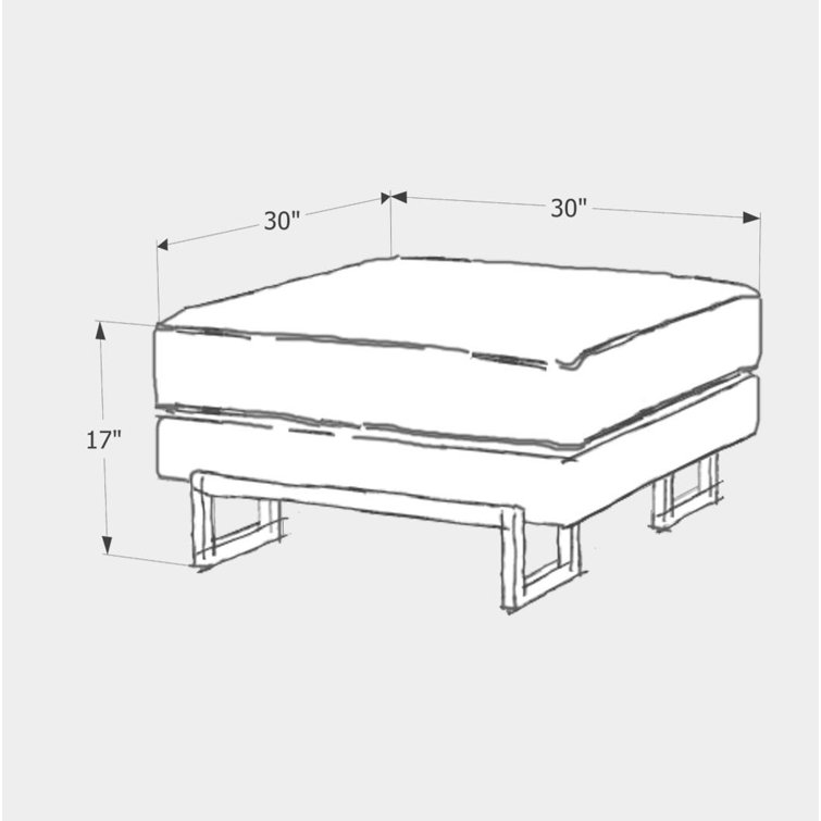 Cognac Fabric Ottoman with Walnut Legs, 30"