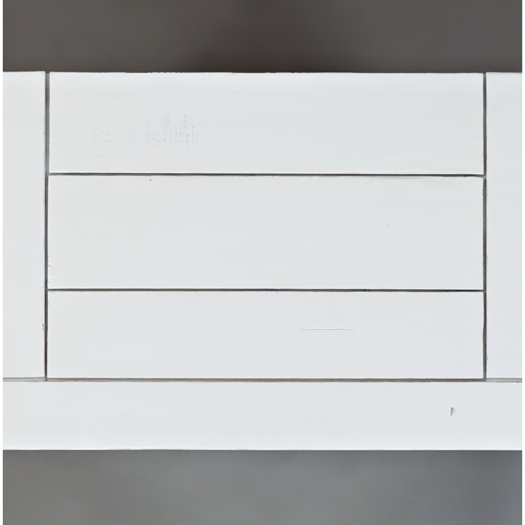 Transitional Weathered White Wood Accent Table with Storage