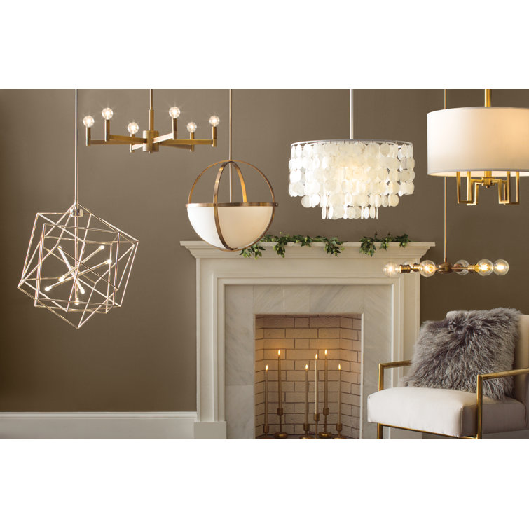 Stacia French Gold LED Geometric Island Pendant, 21"x69"