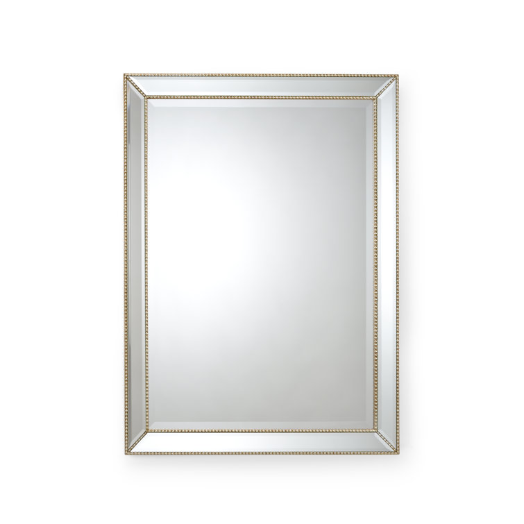 Olivia Rectangular Iron Finish Wall Mirror with Wood Accents