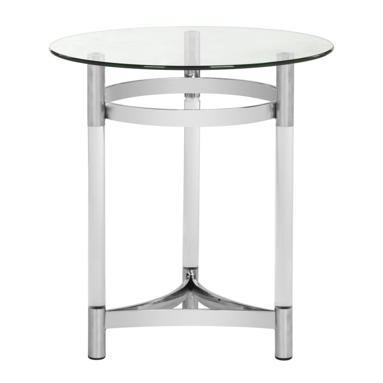 Letty 20" Transitional Silver Metal & Glass Round End Table
